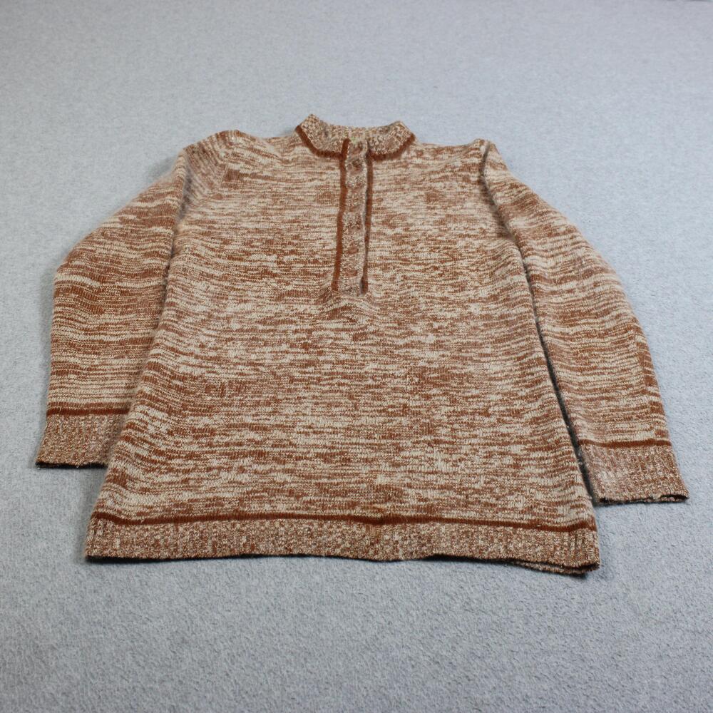 Vintage Sweater Bee By Banff Sweater Women 36 Brown Angora Wool Henley Heritage